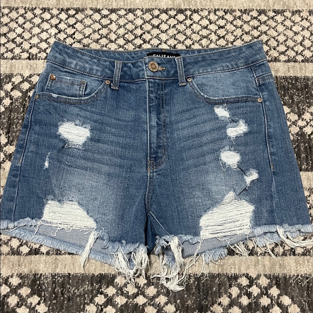 Enjean Distressed Denim Shorts Large
